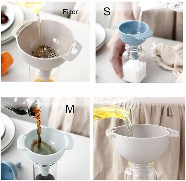 4 in 1 Funnels Mini Funnels with Detachable Strainer