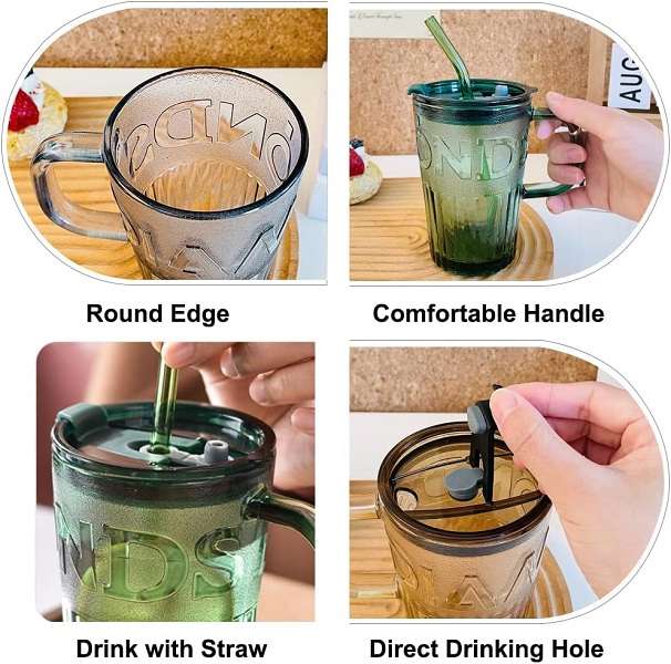 Thick Glass Mug With Lid And A Straw