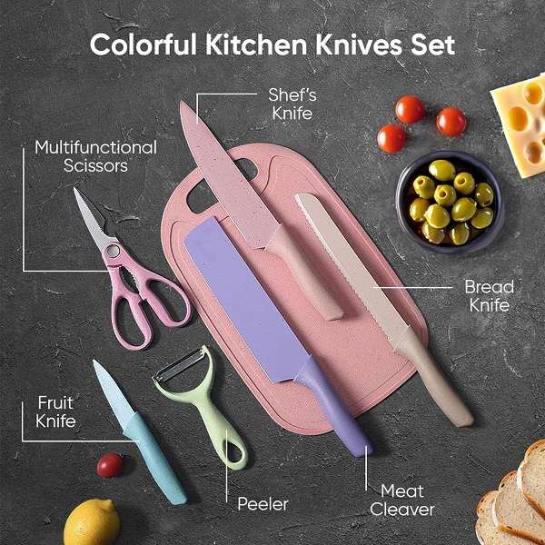 1831401 Knife Set Pastel Colours,6 Piece ER-0278