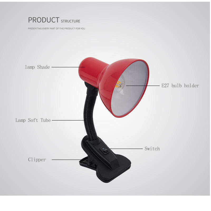 PM-080 220V Desk Clamp Lampshade Takes An E27 Bulb