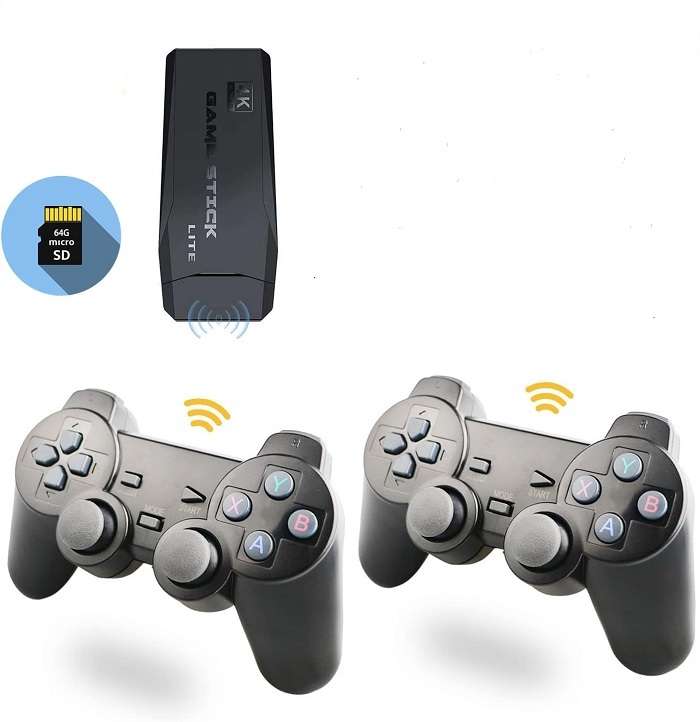 Wireless TV Stick With 2 Game Controls 2.4ghz 4K Ultra HD