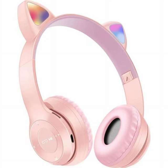 P47M Cat Ears Bluetooth Headphones Wireless LED RGB Light Up