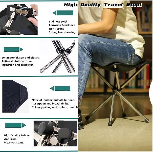 183573 Small Travel Foldable Camping Stool With Bag