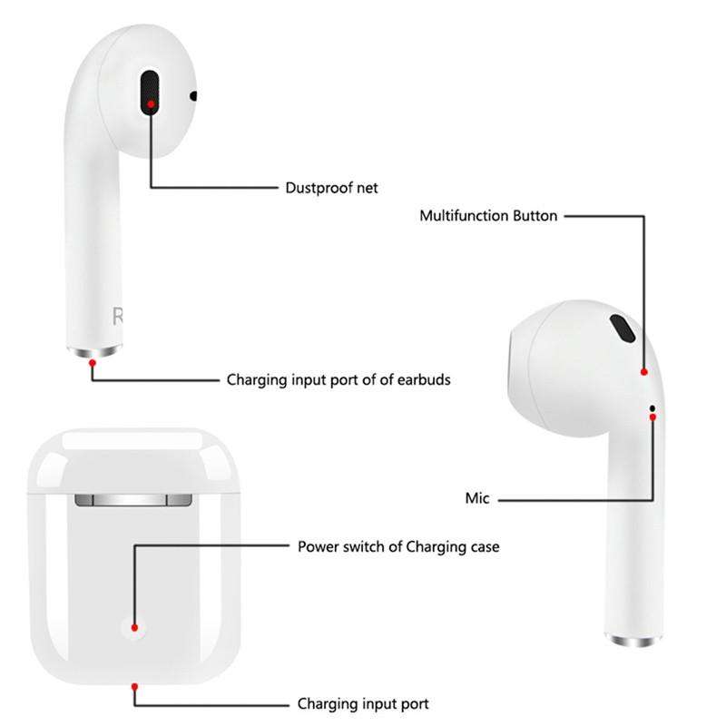 i12White Bluetooth Earphones