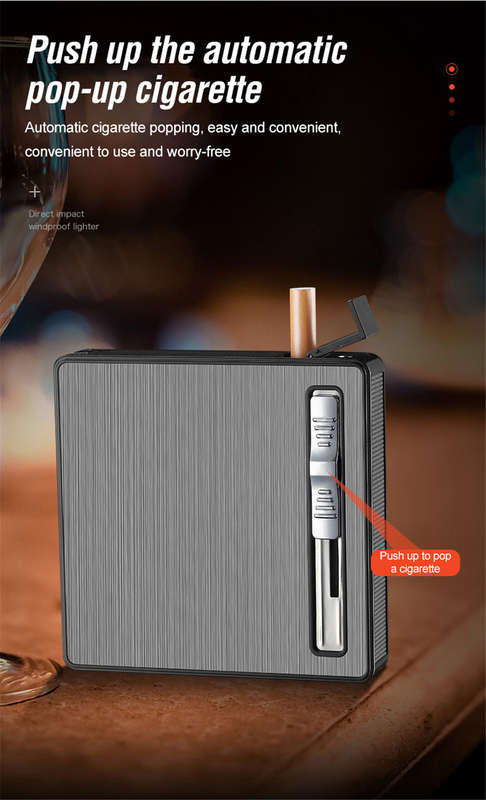 1831284 Cigarette Holder Case with Gas Refillable Lighter, Fits 10 Cigarettes YH-034
