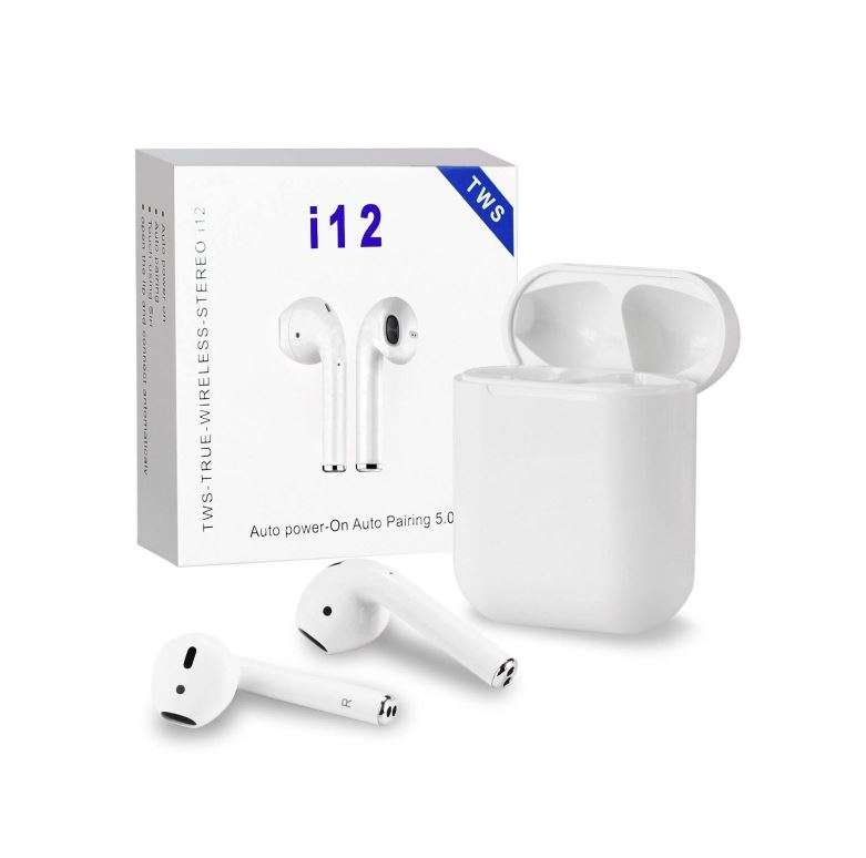 i12White Bluetooth Earphones