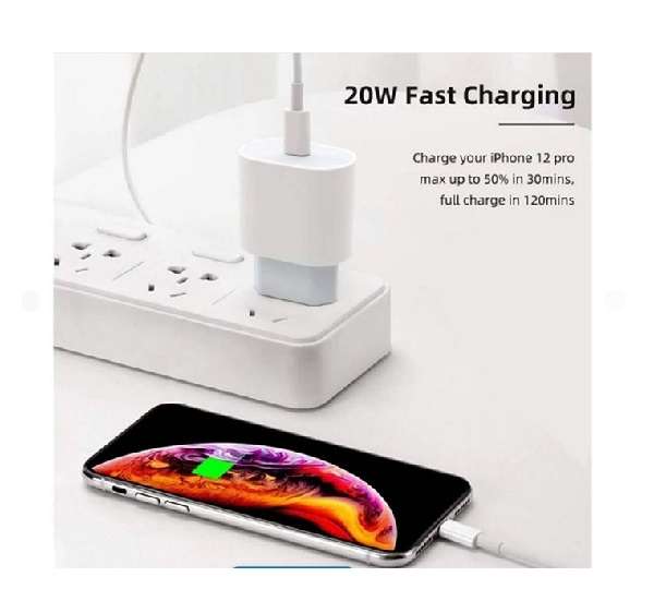 Super Electronics 20W PD Charger Head With Type C To Lightning Cable