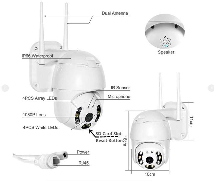 MB-LY099-808 Wifi Smart Camera IP66 Protection Rating V380 Pro