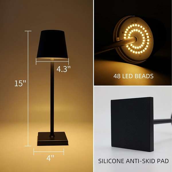 Aerbes AB-TD29 USB-C Rechargeable 3 Color Stepless Dimmable Cordless Table Lamp
