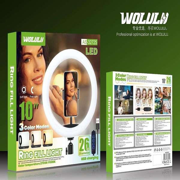Wolulu AS-32725 10" 3 Mode White LED Ring Light with 2.1m Stand