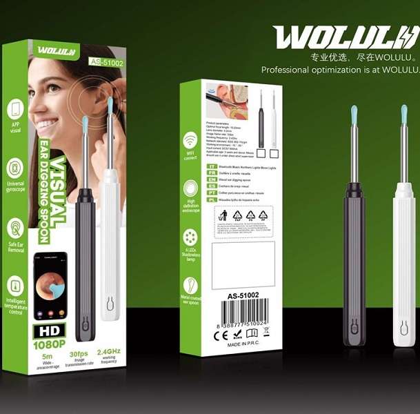 Wolulu AS-51002 Wifi Ear Cleaner Full HD 1080p Camera L1 Uses 365Cam App