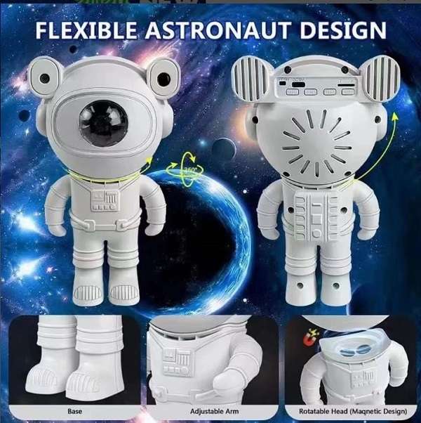 Wolulu AS-51524 360 Degree Astronaut Projector 12 Mode Light with Micro SD Card Slot Bluetooth Sp...