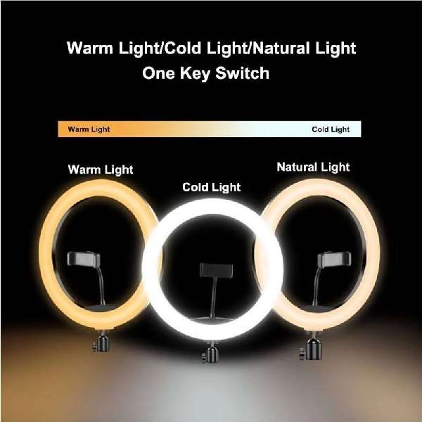 Wolulu AS-32725 10" 3 Mode White LED Ring Light with 2.1m Stand