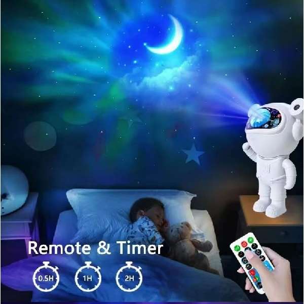 Wolulu AS-51524 360 Degree Astronaut Projector 12 Mode Light with Micro SD Card Slot Bluetooth Sp...