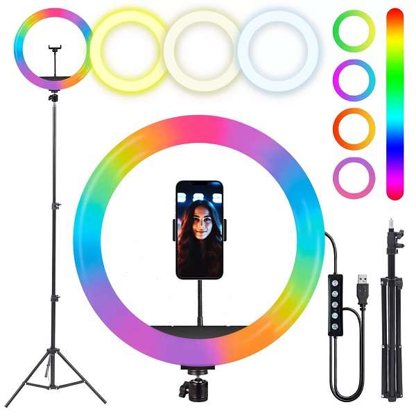 Wolulu AS-32724 14" RGB Soft Ring Light with 2.1m Stand