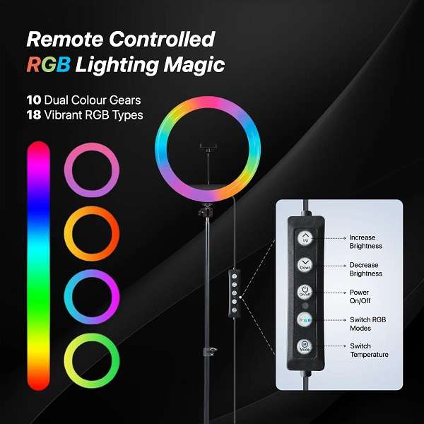 Wolulu AS-32724 14" RGB Soft Ring Light with 2.1m Stand