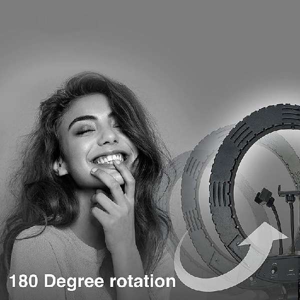 MJ56 22" RGB And White Ring Light with 2.1m Stand, 3 Cellphone Holder