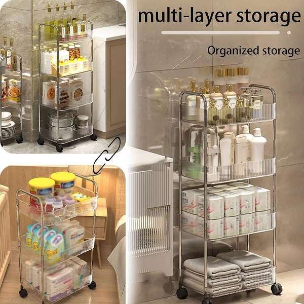 JG20375450 4 Tier Acrylic Trolley 38cm x 27cm x 85cm