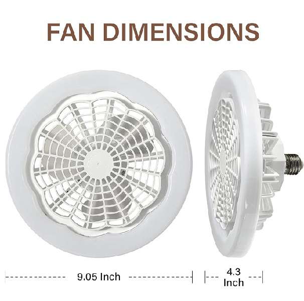 PM-118 E27 LED Ceiling Light 360° Rotation 6500k With Fan And Remote Control