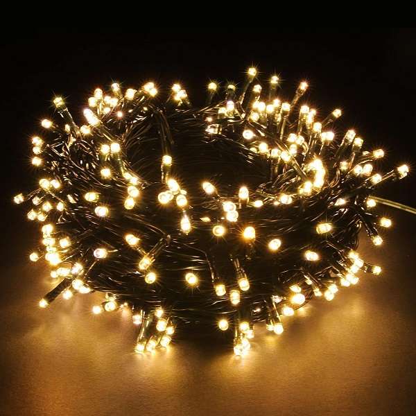 ZYF-D147 100M Warm White 9V String Fairy Light On Black Cable With 8 Modes
