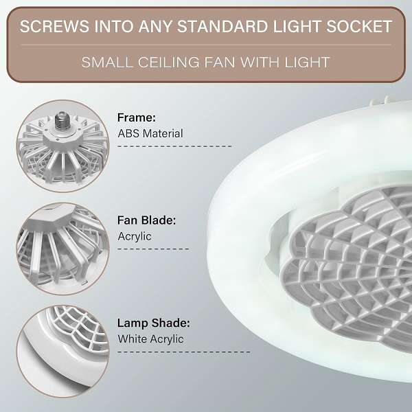 PM-118 E27 LED Ceiling Light 360° Rotation 6500k With Fan And Remote Control