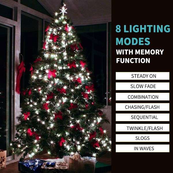 ZYF-D146 9V 100M White LED Black Cable Fairy Light With 8 Combination Setting Mode