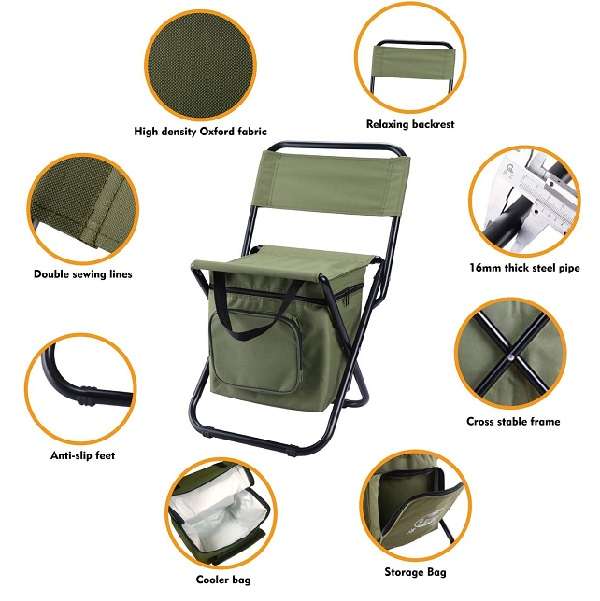 XF000018 Portable Folding Camping/Fishing Chair With Storage