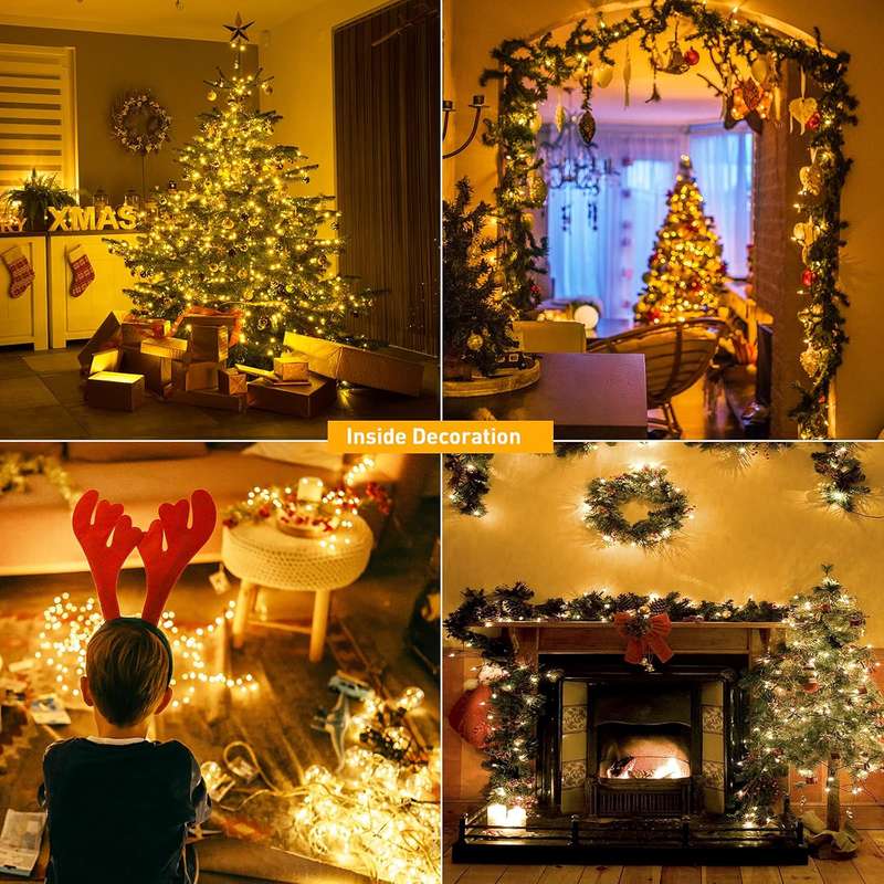 ZYF-D147 100M Warm White 9V String Fairy Light On White Cable With 8 Modes