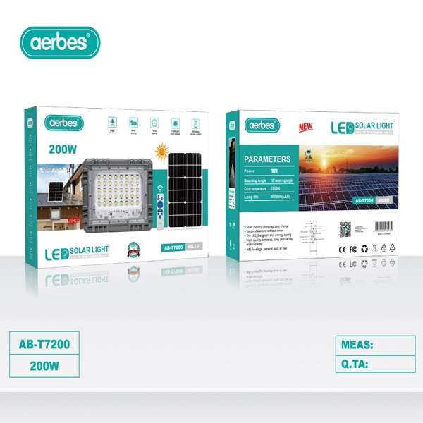 Aerbes AB-T7200 200w LED Solar Light With Seperate Panel And Remote Control