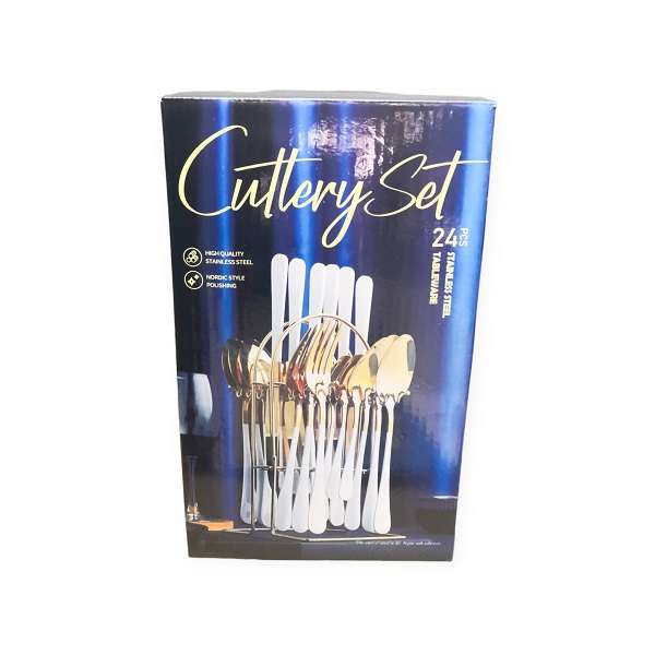 JG20375401 24 Piece Stainless Steel Cutlery Set Flatware Set With Silverware Holder