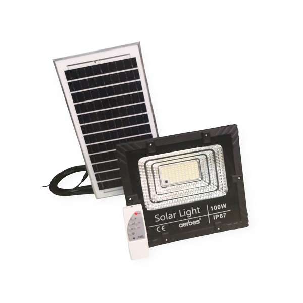 Aerbes AB-T6100 100w 98LED 6500K Solar Powered Flood Light With Remote Control