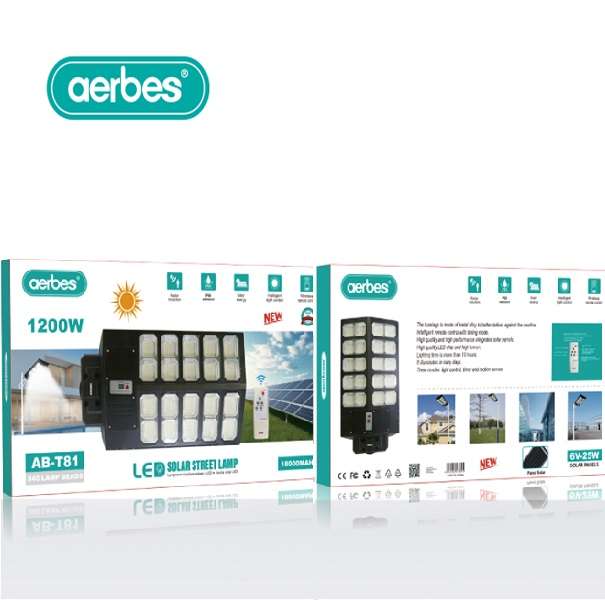 Aerbes AB-T81 1200W Solar Induction Street Light 6V 25W Panel With Remote Control