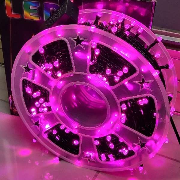 ZYF-148 100M Pink 9V Fairy Light On Black Cable With 8 Modes