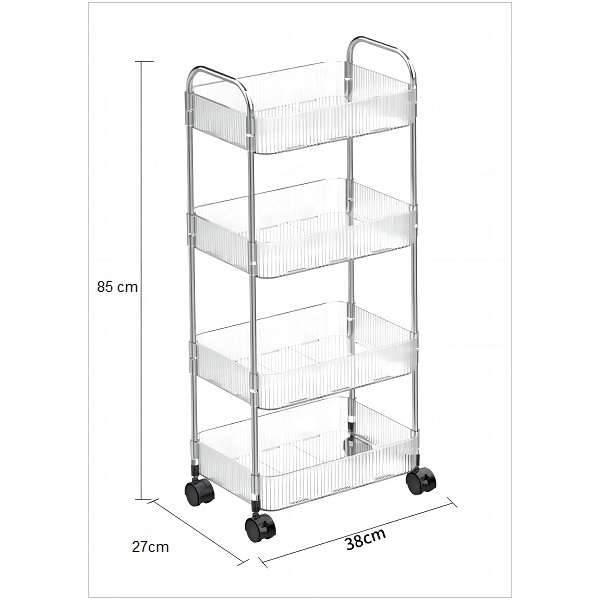 JG20375450 4 Tier Acrylic Trolley 38cm x 27cm x 85cm