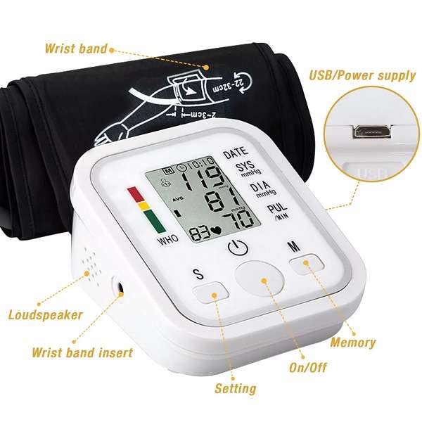 JG20375364 LCD Digital Blood Pressure Monitor Upper Arm Automatic BP Machine Pulse Meter