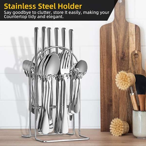 JG20375401 24 Piece Stainless Steel Cutlery Set Flatware Set With Silverware Holder