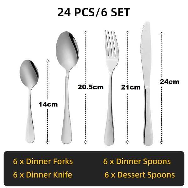JG20375401 24 Piece Stainless Steel Cutlery Set Flatware Set With Silverware Holder