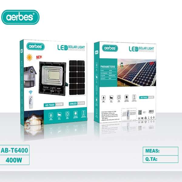 Aerbes AB-T6400 400w 208LED 6500K Solar Powered Flood Light With Remote Control
