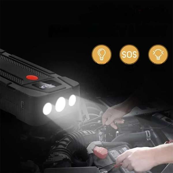 241030-1 2000Amp Peak Current Jump Starter Kit With Tyre Compressor 12V