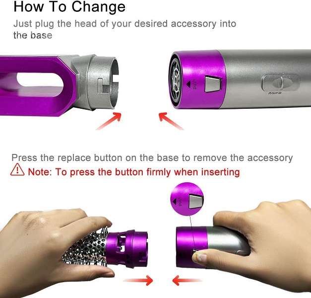5 In 1 Hair Styler With Hot Air Brush, Air Curler, Hair Dryer, Straighteners, Wrapper