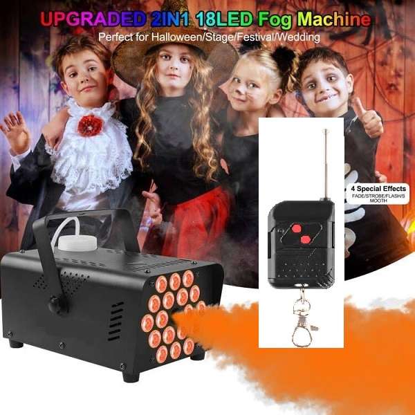 PM-183 LED 600w Smoke Fogger With 18 LED Stage, And Two Remote Control
