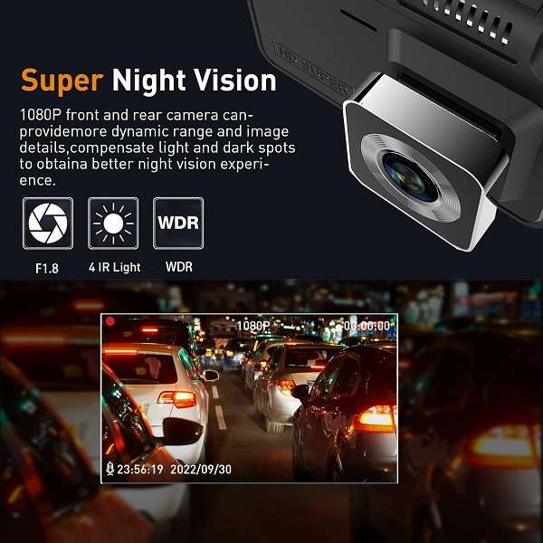 A4P 4" Screen Wifi Dashboard Camera