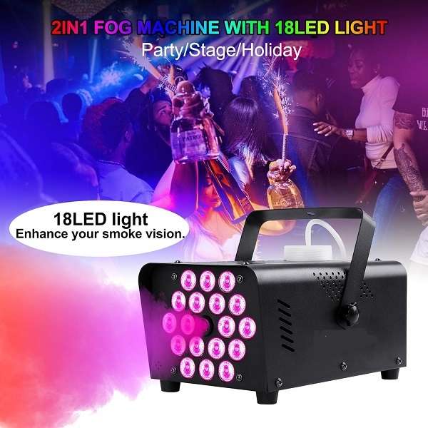 PM-183 LED 600w Smoke Fogger With 18 LED Stage, And Two Remote Control