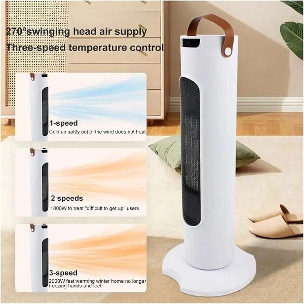B01 Tower Vertical LED Digital Display Heater 51.5CM With Handle And, Touch Buttons + Remote Control