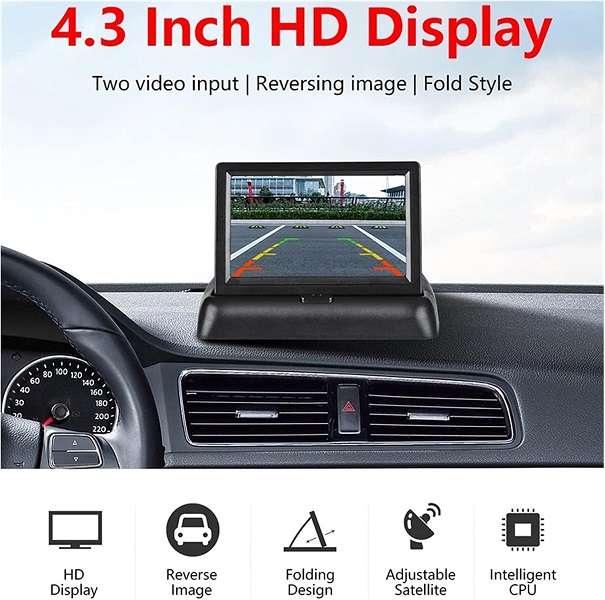4.3 Inch TFT LCD Screen For Vehicle Screen Car 2-Channel Video Input Rear View Camera