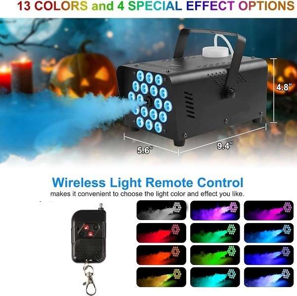 PM-183 LED 600w Smoke Fogger With 18 LED Stage, And Two Remote Control