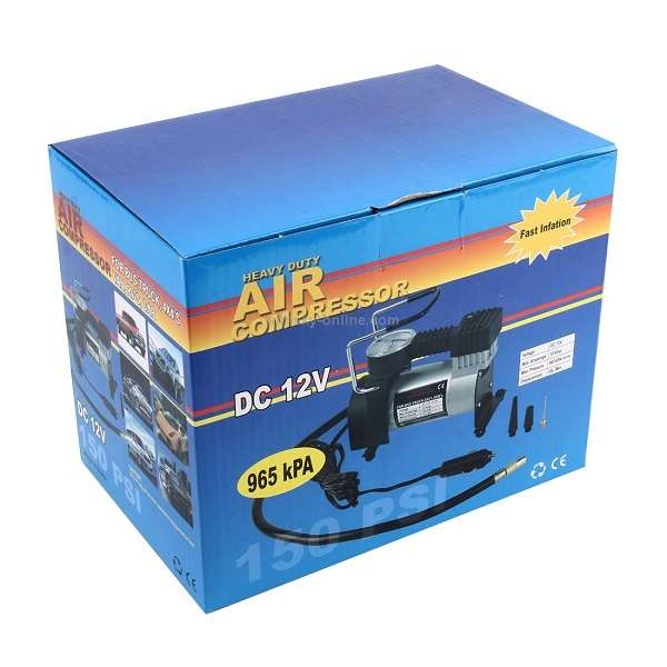 XF00101 DC 12V 12A Heavy Duty Air Compressor With Pressure Gauge And Three Nozzle Adapters 965KPA
