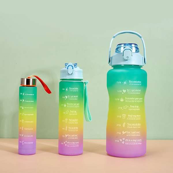 ZYF-0055 Set Of 3 Motivational Ombre Water Bottles 300ml/900ml/2000ml
