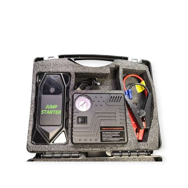 2000Amp Peak Current Jump Starter Kit With Tyre Compressor 12V