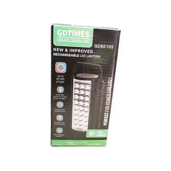 GDTimes GD-8010S 1000lms Rechargeable Lantern With Dc And USB Port, 4.5mah Battery